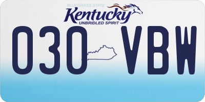 KY license plate 030VBW