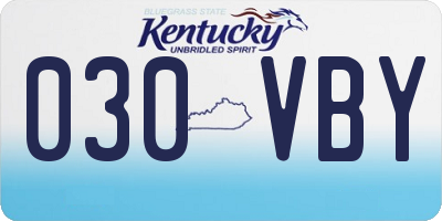 KY license plate 030VBY