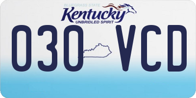 KY license plate 030VCD