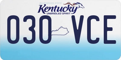 KY license plate 030VCE