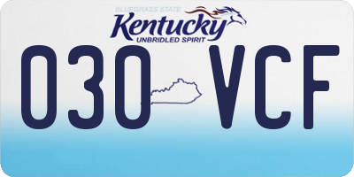 KY license plate 030VCF
