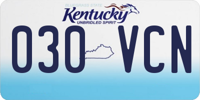KY license plate 030VCN