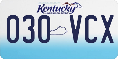KY license plate 030VCX