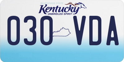 KY license plate 030VDA