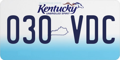 KY license plate 030VDC