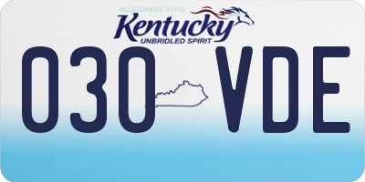 KY license plate 030VDE