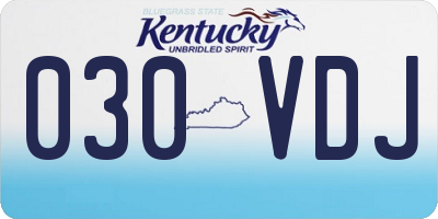 KY license plate 030VDJ