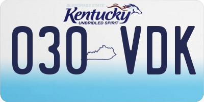 KY license plate 030VDK