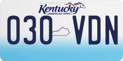KY license plate 030VDN