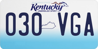 KY license plate 030VGA
