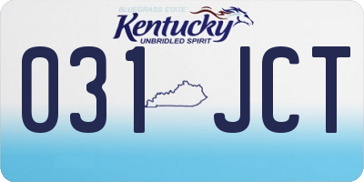 KY license plate 031JCT