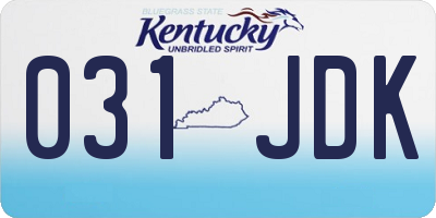 KY license plate 031JDK