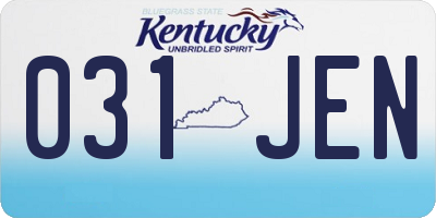 KY license plate 031JEN
