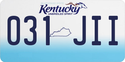 KY license plate 031JII
