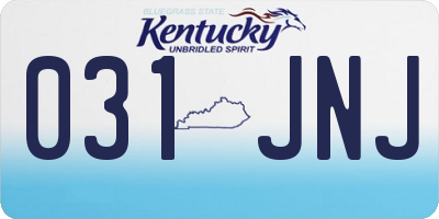 KY license plate 031JNJ