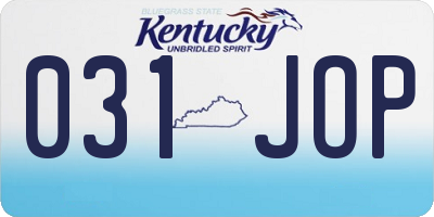 KY license plate 031JOP