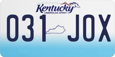 KY license plate 031JOX