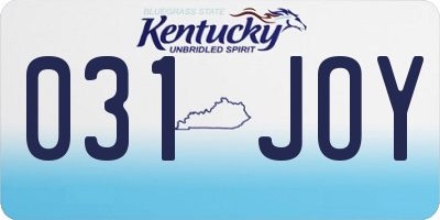 KY license plate 031JOY
