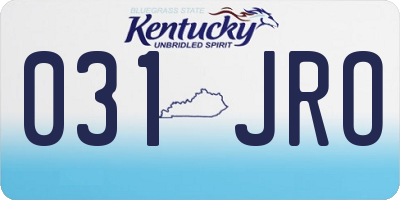 KY license plate 031JRO