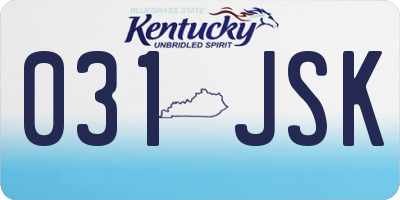 KY license plate 031JSK