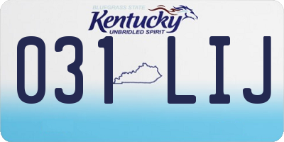 KY license plate 031LIJ
