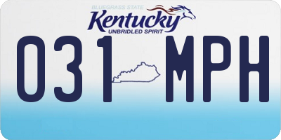KY license plate 031MPH