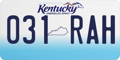 KY license plate 031RAH
