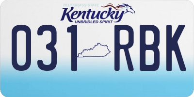KY license plate 031RBK