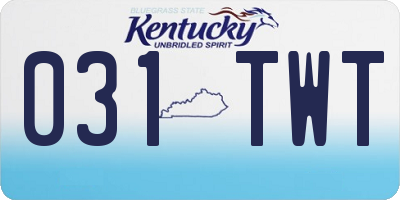 KY license plate 031TWT