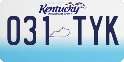 KY license plate 031TYK