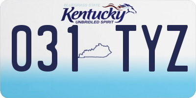 KY license plate 031TYZ
