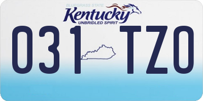 KY license plate 031TZO