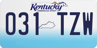 KY license plate 031TZW
