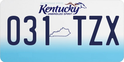 KY license plate 031TZX