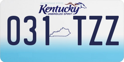 KY license plate 031TZZ