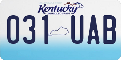 KY license plate 031UAB