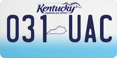 KY license plate 031UAC