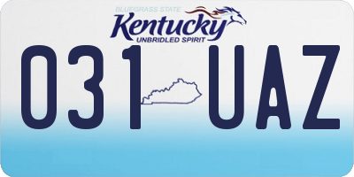KY license plate 031UAZ