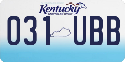 KY license plate 031UBB