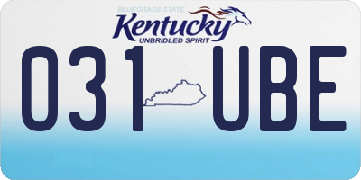 KY license plate 031UBE