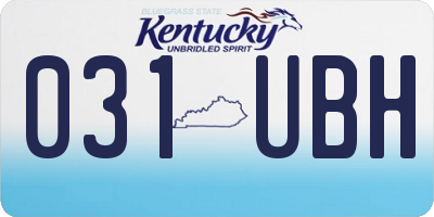 KY license plate 031UBH