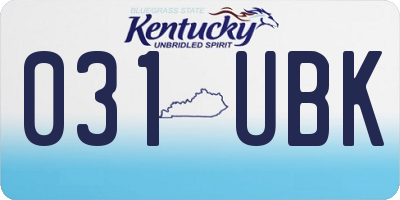KY license plate 031UBK
