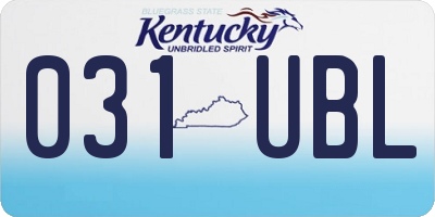 KY license plate 031UBL