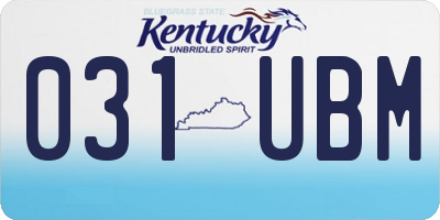 KY license plate 031UBM