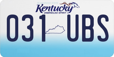 KY license plate 031UBS