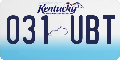 KY license plate 031UBT