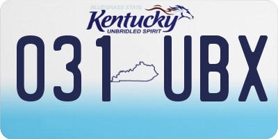 KY license plate 031UBX