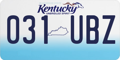 KY license plate 031UBZ