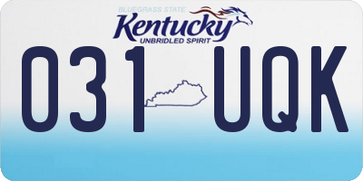 KY license plate 031UQK