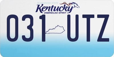 KY license plate 031UTZ